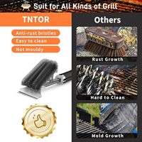 Brosse de nettoyage pour barbecue, brosse à gril pour barbecue extérieur, brosse à gril avec raclette, brosse à gril réglable pour barbecue