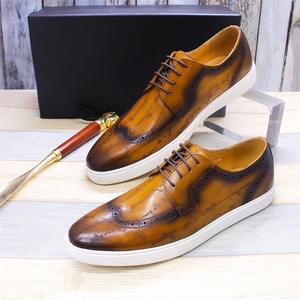 Chaussures pour hommes-Chaussures en cuir décontractées haut de gamme-Chaussures pour hommes faites à la main de style britannique classique-Couleur marron-À la mode - Product Image 3