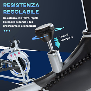HOMCOM Bicicleta estática profesional para interiores con monitor LCD y volante de inercia de 15kg, sillín y manillar ajustables, 124x50x105-111cm, - Product Image 5
