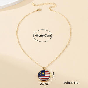 BINSHUO kalung liontin antik bulat batu permata waktu bendera negara kalung liontin Resin bendera patriotik dunia - Product Image 5