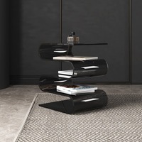 Table d'appoint de canapé en acrylique de luxe nordique, moderne, en forme de S, personnalisée, pour le rangement de magazines, livres et thé – Vente en gros
