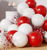 Ensemble de 30 ballons rouges et blancs - Ballons en latex avec confettis rouges et blancs, adaptés aux anniversaires, mariages, fiançailles