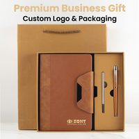 Firmengeschenkset Personalisiertes A5 PU-Leder Notizbuch mit Stift und USB, Fadenbindung für Branding & Bürobedarf