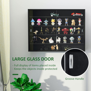 Vitrina de Pared Negra al por Mayor con Puerta Corredera de Acrílico, a Prueba de Polvo, Ecológica, con Luz LED, para Minifiguras y Cajas Sorpresa - Product Image 4