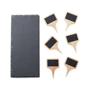 Marqueurs personnalisés Marqueurs à fromage en bois de bambou vierges Ensemble d'étiquettes à fromage en <span class=keywords><strong>ardoise</strong></span> avec <span class=keywords><strong>craie</strong></span> - Product Image 3