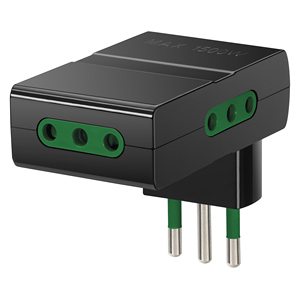 S11 3P11 Multi <b>Adapter</b> Black 4.5 In Max 1500W Power Extension <b>Plug</b> - Product Image 1