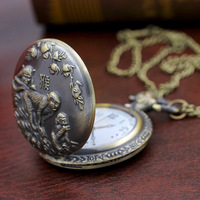 Montre de poche en bronze du zodiaque chinois, antique, 12 signes du zodiaque, rétro, gravure tridimensionnelle, montre à quartz avec animaux