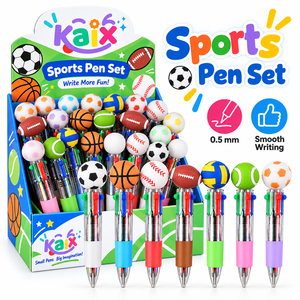 KAIXスポーツゲルペン、多色ゲルインク、リトラクタブルクリック式、サッカー、バスケットボール、カスタムロゴ入り、大容量インクゲルペン - Product Image 1