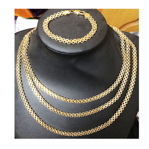 BMZ 2 Years <strong>Guarantee</strong> Real Gold Ion Plating 18K Gold 24 Inches Flower <strong>Chains</strong> 60*0.6cm Knitted Flower Necklace 3 Sizes - Product Image 1
