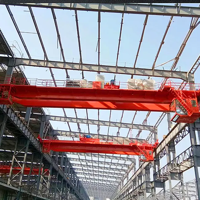 Customized span QD model 20 ton heavy duty double girder overhead rail bridge crane
