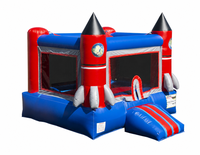 Château gonflable commercial rouge et bleu pour enfants, idéal pour la location événementielle
