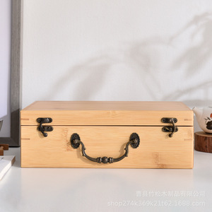 Bamboo Tea <b>Storage</b> <b>Box</b> Rectangle 10cm High <b>Lockable</b> Gift Packaging Craft Wooden <b>Box</b> - Product Image 1