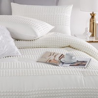 Ensemble de couette moderne en microfibre tissée et tuftée, 3 pièces, style bohème, housse de couette et 2 taies d'oreiller, taille Queen, 200TC, doux, vintage, toutes saisons