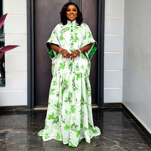 Vestidos Africanos Plus Size para Mulheres, Casuais e Elegantes, com Mangas em Forma de Morcego, Impressão Digital em Chiffon + Conjunto de Vestido Interno para Igreja - Product Image 4