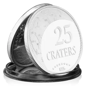 República Lunar 25 cráteres coleccionables Moneda de recuerdo chapada en plata colección Basso-Relievo arte regalo creativo moneda conmemorativa