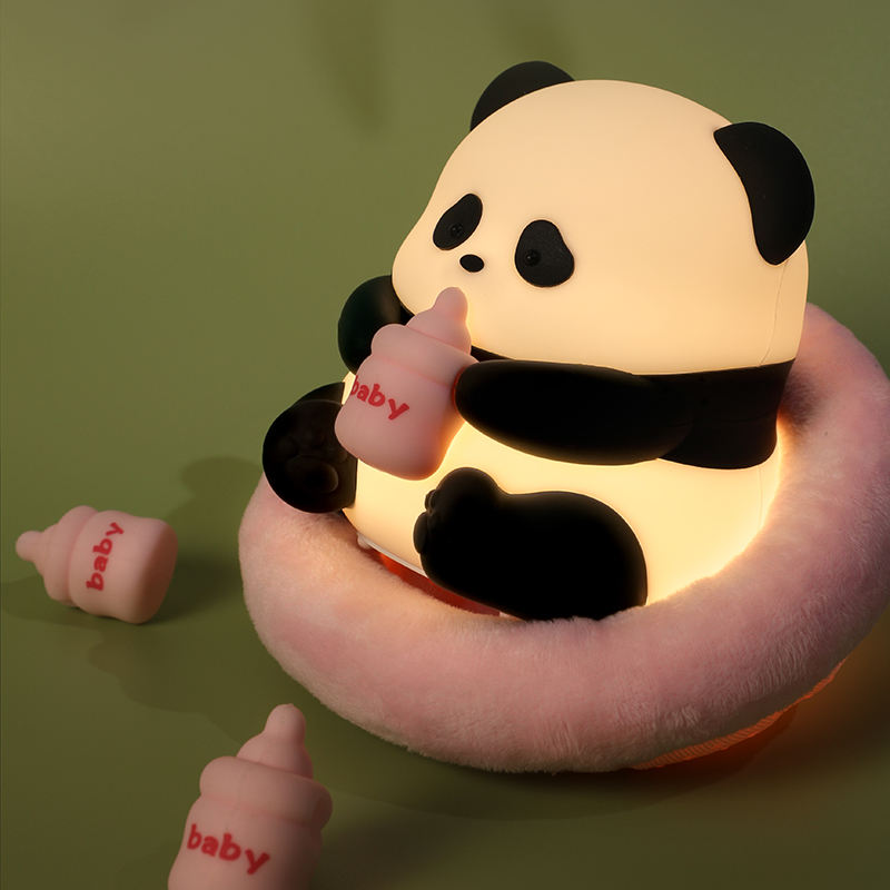 Premium Panda Flower Night Light With Chinese Characteristics Cute Cartoon Milk Bottle Cushion Night Light