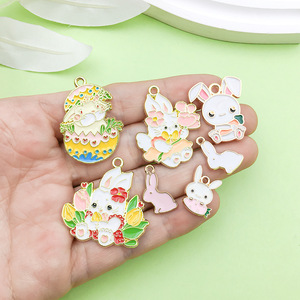 Cute Bunny Charms Zinc Alloy Cartoon Easter Pendants For DIY Accessories <b>Gift</b> Unisex - Product Image 2