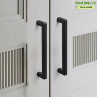 Poignées de meuble en zinc massif robustes, barres carrées noir mat, extra longues, pour armoires et placards - Vente en gros