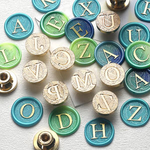 Têtes de tampons en laiton à motif de feuilles, alphabet 26 lettres, pour sceau de cire, décoration, tampon standard - Product Image 4