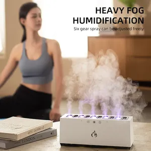 Nuevo escritorio dinámico música ultrasonido llama humidificador de aire hogar 900ML RGB Led luz humidificador difusor máquina fabricante de niebla - Product Image 5
