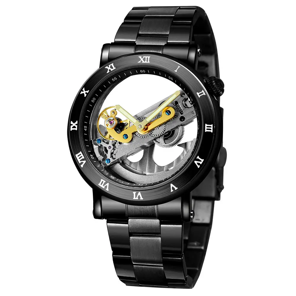 Forsining 2020 transparent automatic mechanical luxury watch men's high quality movement hollow design waterproof watches