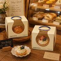 Boîtes à gâteaux biodégradables de luxe avec fenêtre, pelliculage mat, paillettes, emballage de boulangerie personnalisé imprimé pour les célébrations d'anniversaire et de mariage