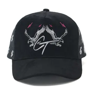 Custom Suede Trucker Hat All Cover With Custom Fashion Embroidery Logo