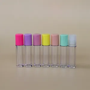 Embalagem de recipiente de óleo labial transparente, embalagem para gloss labial, tubo de esfera e rolo personalizado