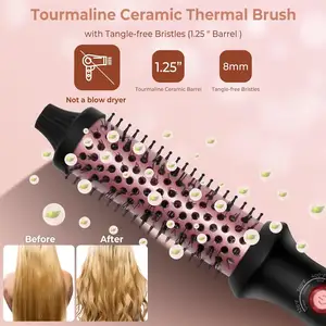 Curling Iron Brush Hair Curler Hot Brush Professional Anti-Scald Instant Heat Up Curling Wands Heated Styler Brush