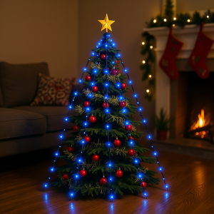 <b>Blue</b> PVC Tree <b>Fairy</b> <b>Lights</b> 82.7 In Christmas <b>Lights</b> For Trees LED Indoor Outdoor Use - Product Image 2