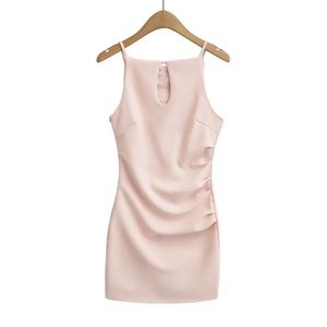 Vestido de Primavera Estilo Francés con Diseño Plisado Calado, Cintura Ajustada, Ajuste Ceñido a la Cadera, Antiestático, Sin Mangas, Cuello Alto - Product Image 4