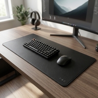 Tapis de souris de jeu en cuir noir XXL, tapis de bureau rectangulaire, grand tapis de souris pour configuration PC