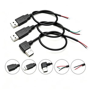 Kabel Pigtail Pengisian Daya USB <span class=keywords><strong>2</strong></span>.0 Male Female ke <span class=keywords><strong>2</strong></span> Kabel Harness, Kustom Pabrik, Warna Hitam, 0.3m 1m 2m, 22awg 2464 - Product Image 2