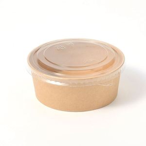 Disposable Eco-Friendly Round Kraft Paper Salad <b>Bowl</b> <b>With</b> Clear <b>Lid</b> Biodegradable Camping Fruit Takeout Container Wholesale - Product Image 3