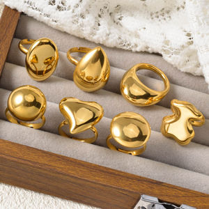 Anillo de Mujer de Acero Inoxidable Chapado en Oro de 18K, Elegante y Versátil con Diseño Abierto Ajustable, 2025 - Product Image 1