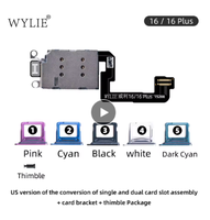 Adaptateur Wylie Esim DUAL SIM pour iPhone 16 16 PLUS 16 Pro 16 PRO Max Version USA Carte SIM Lecteur Simple Double Fente Flexible AVEC Plateau