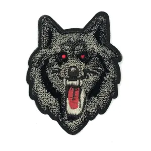 Benutzer definierte Designer Patch Wolf Handtuch Chenille gestickte Patches Aufbügeln Stickerei Patch Chenille für Kleidung