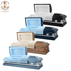 Cercueil métallique de calibre 20 avec intérieur en crêpe blanc et finition blanche – Fournitures funéraires - Product Image 2