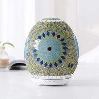 Humidificateur d'air intelligent de couverture en verre de mosaïque fait à la main de luxe 250ml Mini diffuseur d'arôme ultrasonique avec 7 lumières LED romantiques pour la maison