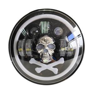 Phare de <span class=keywords><strong>moto</strong></span> rond de 7 pouces de haute qualité, tête de mort colorée, yeux de démon, fantôme, phare LED pour voiture - Product Image 2