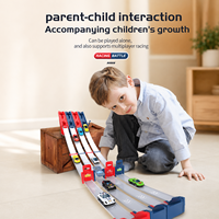 Circuit de course à catapulte 1 voie avec 2 mini-voitures en alliage, jouet de lancement par gravité à assembler soi-même pour enfants