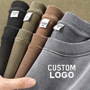 T-shirts à manches longues en coton de haute qualité 350 GSM, effet délavé, coupe ajustée, impression personnalisée de votre logo, sweats à capuche pour hommes sur mesure - Product Image 1