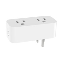 Enchufe Inteligente WiFi Tuya Multiestándar FCC de 15A, Material de PC, Control de Energía Inteligente, 2 Tomas, Uso Industrial, Mini Enchufe