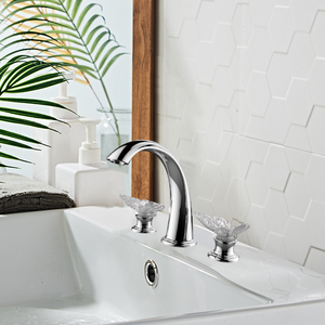 <span class=keywords><strong>Robinet</strong></span> de salle de bains en laiton, mitigeur de lavabo en or chaud et froid, <span class=keywords><strong>robinet</strong></span> de lavabo, douche en or poli avec 2 poignées en cristal - Product Image 2