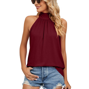 <strong>Women's</strong> 2025 Summer New Brand Casual T-Shirt Lace-Up Knitted <strong>Vest</strong> Solid Color <strong>Loose</strong> Cross-Border for Europe Simple Fashion <strong>Tops</strong> - Product Image 1