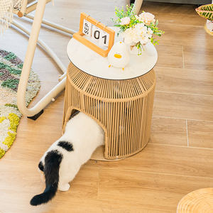 โซฟาโซฟาห้องนั่งเล่นเชือกตาข่ายทอด้วยเชือกบ้านสุนัขสีแดงบ้านแมวโต๊ะกลมขนาดเล็กโต๊ะกาแฟ - Product Image 6