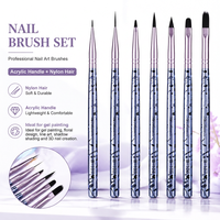 Pinceaux professionnels pour nail art, pinceaux pour liner en gel, pinceaux acryliques, 7 pièces, ensembles de pinceaux pour la peinture et le dessin d'art sur ongles