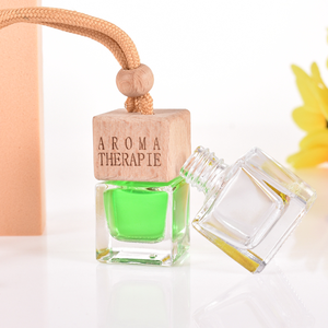 <strong>Mini</strong> Square Hanging <strong>Diffuser</strong> Bottle 10ml Car Perfume Essential <strong>Oil</strong> Bottles with Holder String Wooden Cover - Product Image 2