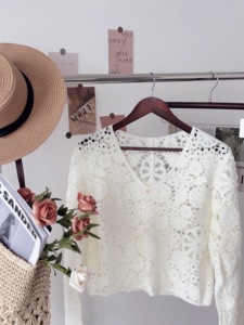 Vendita diretta dalla fabbrica 100% <span class=keywords><strong>in</strong></span> acrilico <span class=keywords><strong>Cardigan</strong></span> bianco solido da donna con <span class=keywords><strong>pizzo</strong></span> solubile <span class=keywords><strong>in</strong></span> acqua maglia aperta sul davanti - Product Image 5