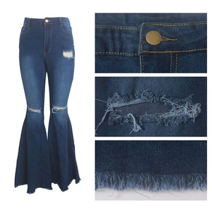 Jeans de Pierna Ancha <span class=keywords><strong>Rotos</strong></span> para Mujer, Pantalones de Mezclilla con Campana, Pantalones Acampanados con Cordones y Detalles Desgastados en Rosa, Jeans Bootcut - Product Image 4